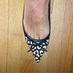 Shoes of Prey Calf Hair Animal Print Pointy Flat Point Flats Ballet Bow